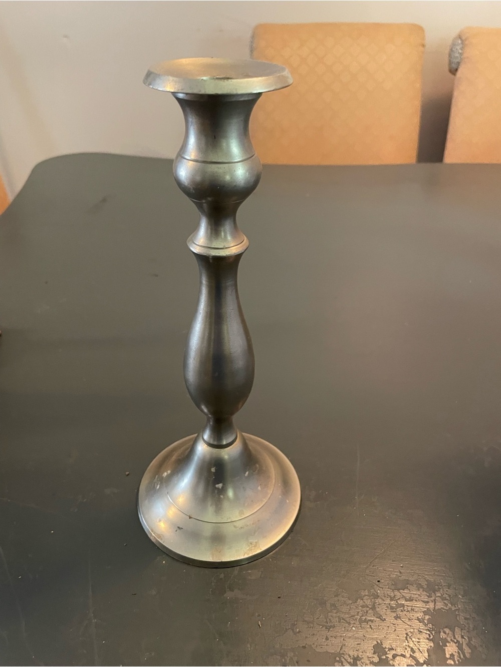 Antique-Style Metal Candle Holder - Black Finish